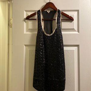 Silk and sequinned tank top